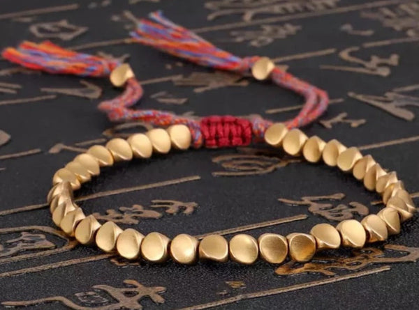 Handmade Tibetan Copper Bead Bracelet for Men/Women adjustable length Clearance