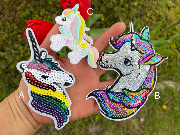 Sequin unicorn patch rainbow unicorn patch unicorn iron on patch unicorn Applique Pastel Patch Pastel unicorn patch Embroidered patch