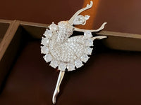 Ballerina Brooch Gold Plated Zircon Ballerina Pin Ballet Brooch Gift for Her