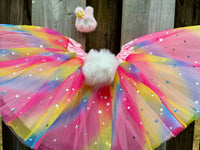 Rainbow Faux Fur Bunny Tail Tutu 4 Layer Baby Bunny tutu Easter Tutu Baby Easter Tutu Birthday Cake Smash Tutu