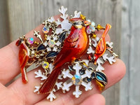 Christmas Cardina Brooch Red Cardina Christmas pin