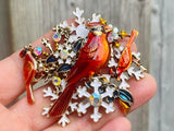 Christmas Cardina Brooch Red Cardina Christmas pin