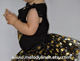 Black with gold polka dots tutu and headband