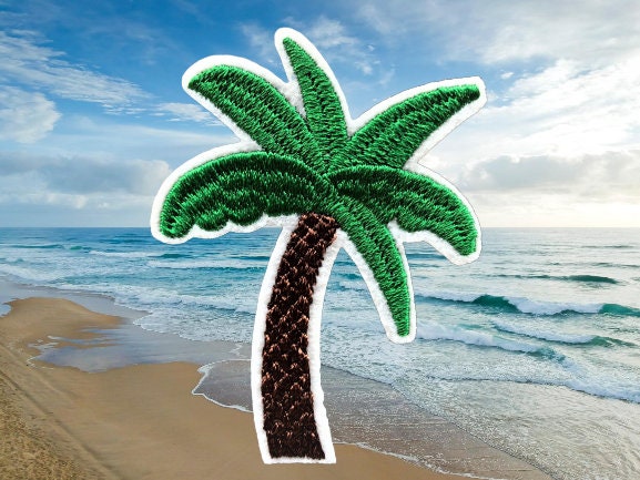 Coconut palm tree iron on patch Coconut palm tree patch Coconut palm t –  MELODYLINEN