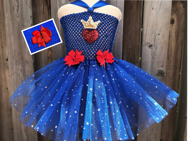 evie descendants costume blue dress Deluxe Evie Descendants Inspired Tutu Dress Royal Blue Ball Gown Pageant Halloween Costume Low High Cosplay Birthday Party Outfit Evil Queen