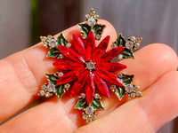 Snowflake brooch snowflake pin Christmas brooch christmas pin Red green snowflake brooch holiday brooch holiday pin snowflake jewelry