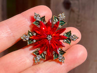 Snowflake brooch snowflake pin Christmas brooch christmas pin Red green snowflake brooch holiday brooch holiday pin snowflake jewelry