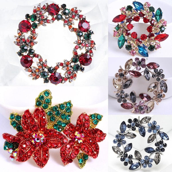 Christmas brooch christmas pin wreath brooch Poinsettia brooch Poinsettia pin Christmas gift tree ornaments Christmas pendant