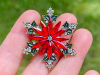 Snowflake brooch snowflake pin Christmas brooch christmas pin Red green snowflake brooch holiday brooch holiday pin snowflake jewelry