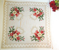 Christmas Tablecloth Hand Embroidered Christmas Table Topper Christmas Decor Linen Holiday Tablecloth Christmas gift